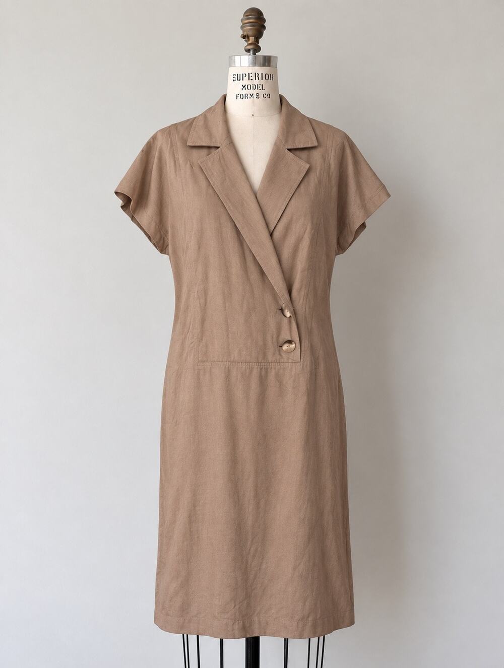 Vintage Pierre Cardin Boutique Taupe 100% Silk Dress Size 12